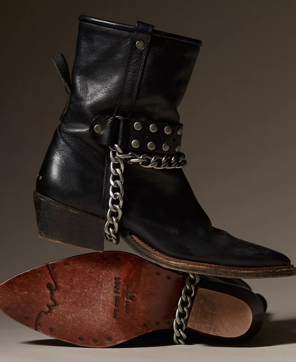 Love the chain and stud detail on these western motor boots! 

#LTKStyleTip #LTKShoeCrush #LTKSeasonal