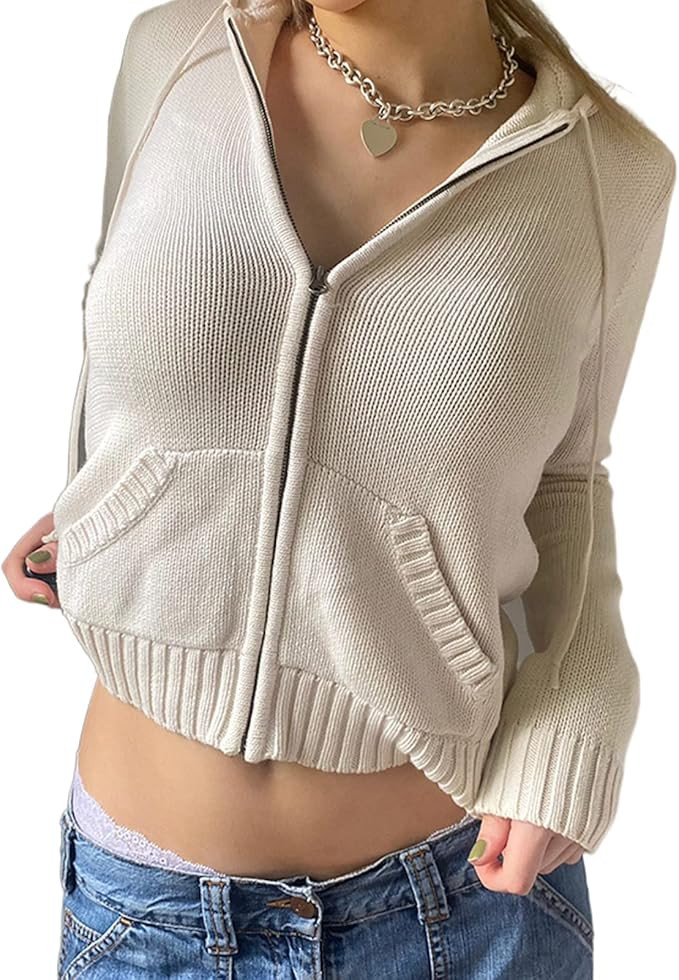 KMBANGI Zip Up Crop Hoodies for Women Vintage Graphic Hooded Pullover Y2k Oversized Drawstring Sw... | Amazon (US)