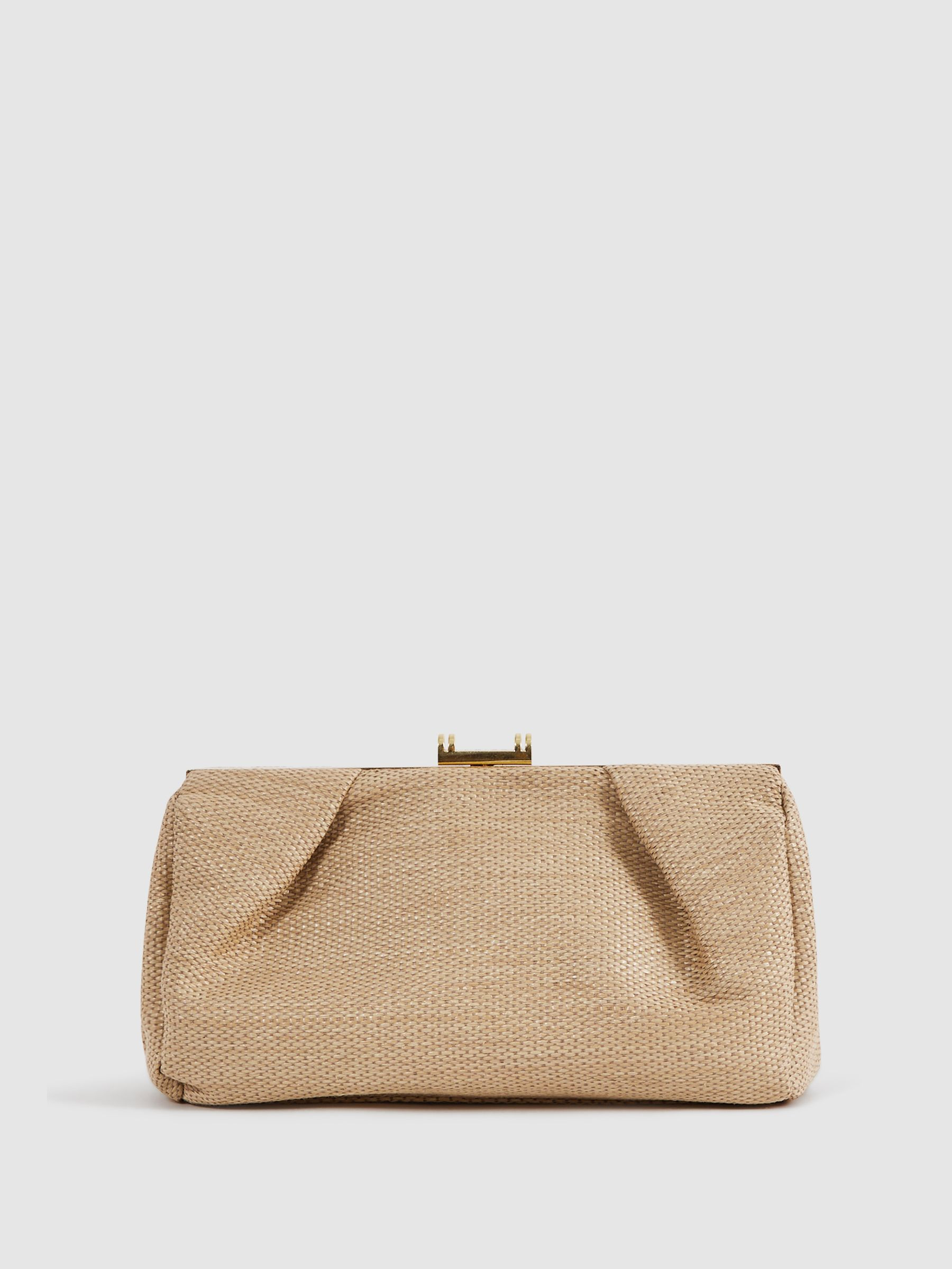 Woven Clutch Bag in Natural | Reiss UK