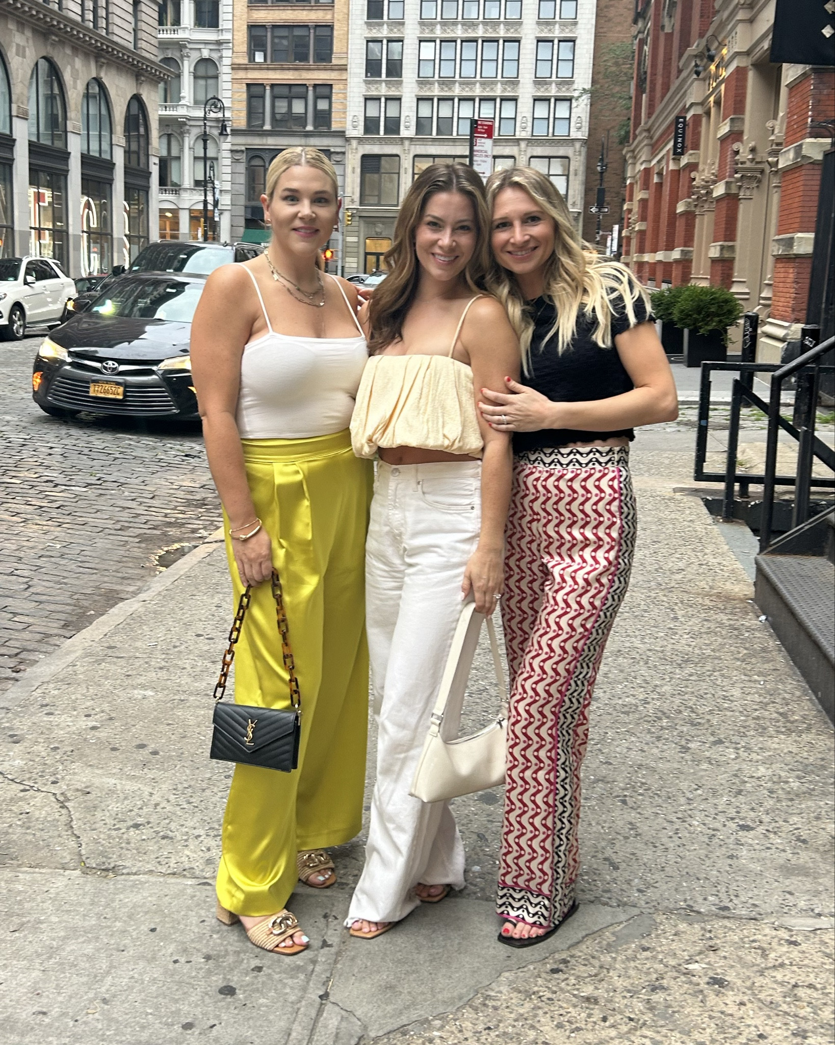City girls. Fashion in the city. Girls night out. Dinner outfit. Travel fashion. Personal stylist. Fashion inspo. Outfit inspo. Silk pants  