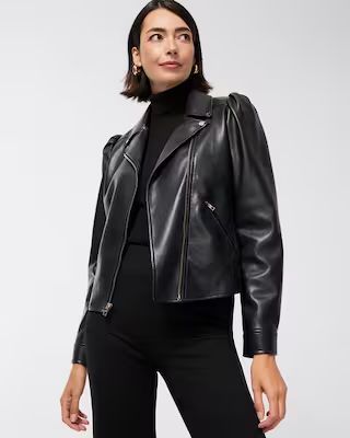 Petite Faux Leather Cropped Moto Jacket | Chico's