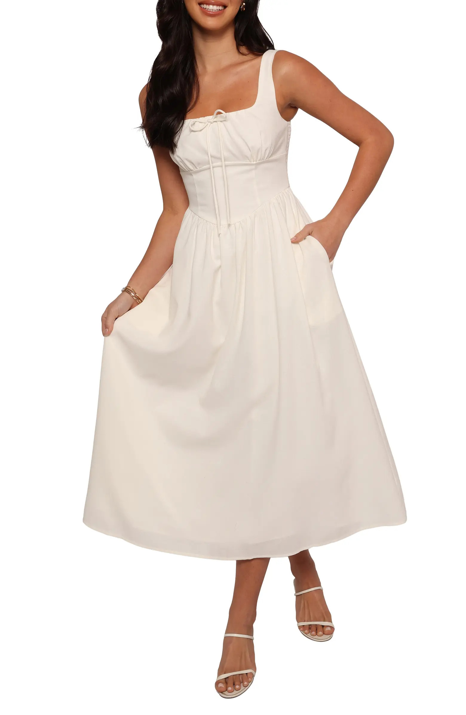 Petal & Pup Kinslee Corset Cotton Blend Midi Dress | Nordstrom | Nordstrom