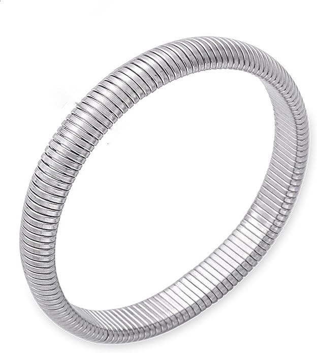 Stainless Steel Snake Chain Stretch Bangles Wide Wristband Flexible Link Chain Women Stretch Brac... | Amazon (US)