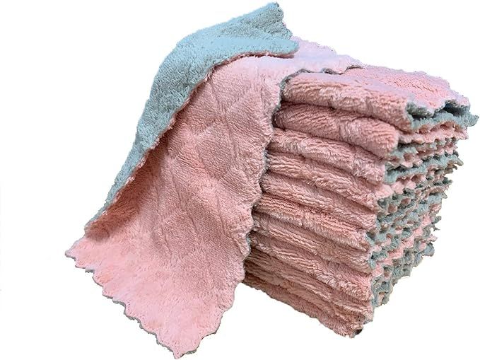 kimteny 12 Pack Kitchen Cloth Dish Towels, Premium Dishcloths, Super Absorbent Coral Velvet Disht... | Amazon (US)