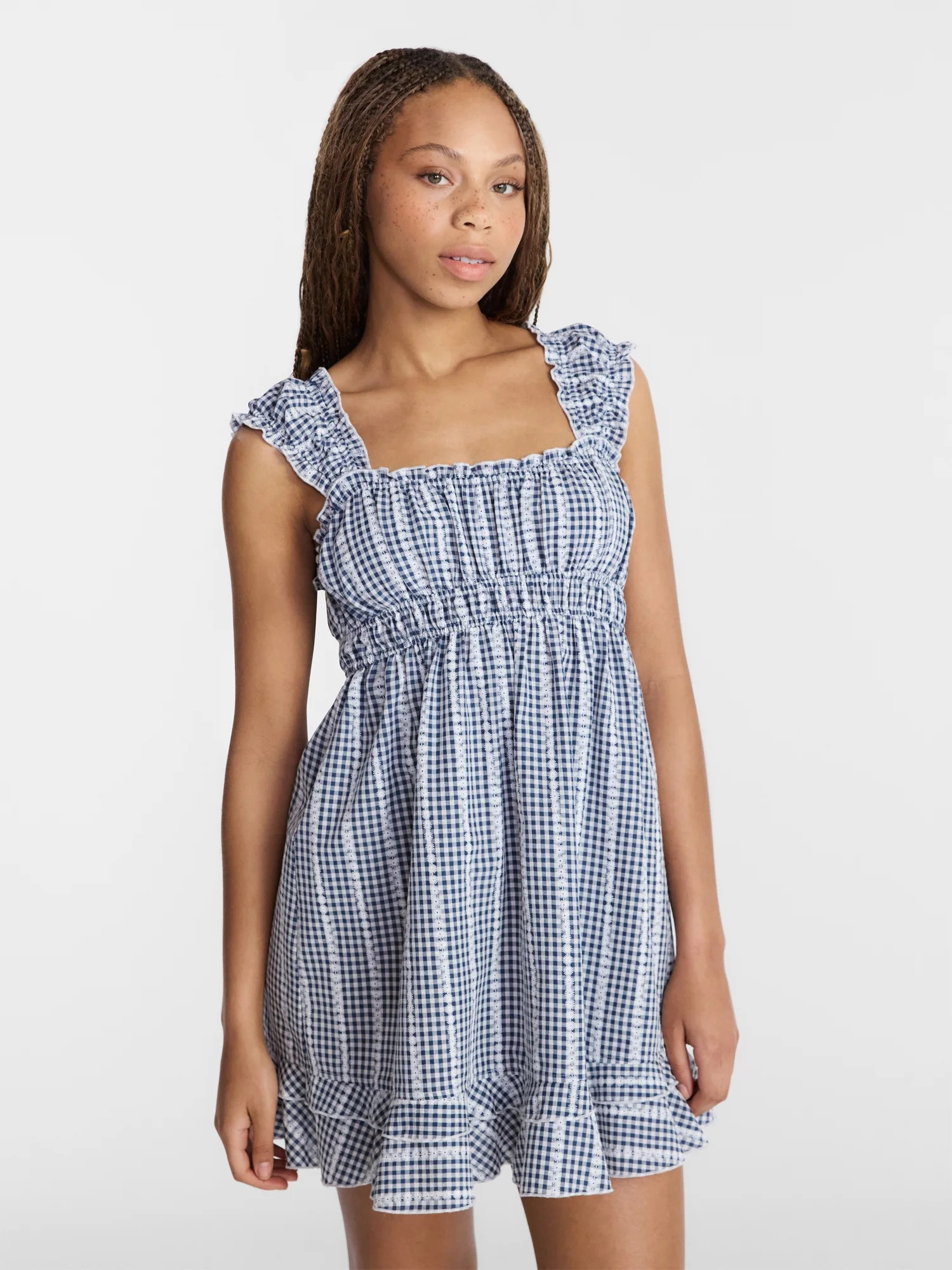 No Boundaries Empire Waist Dress with Cap Sleeves, Women's XXS-XXL - Walmart.com | Walmart (US)