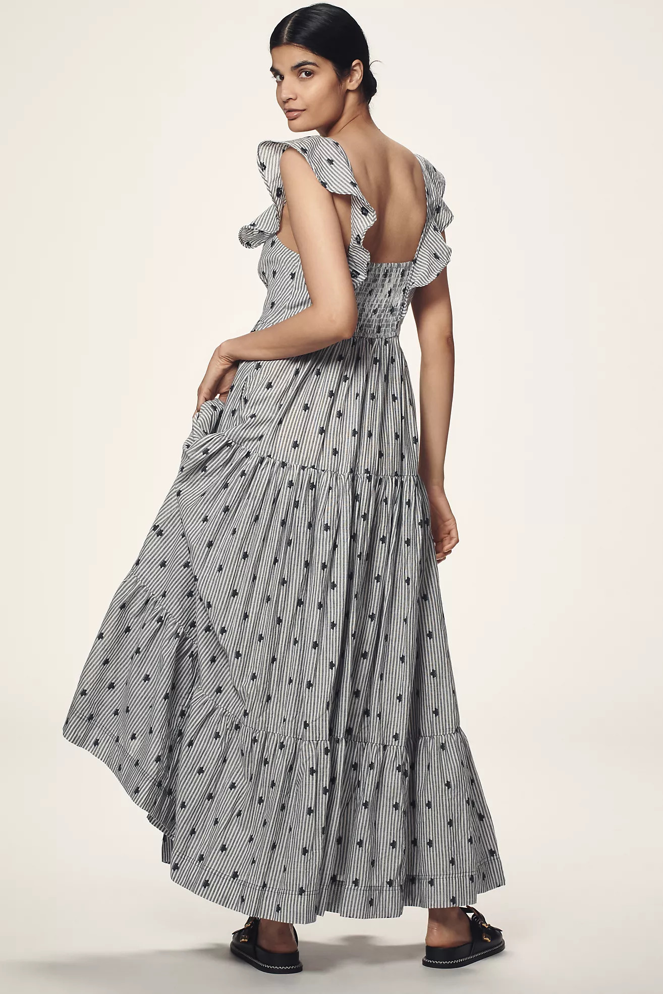 Pilcro Flutter-Sleeve Tiered Midi Dress | Anthropologie (US)