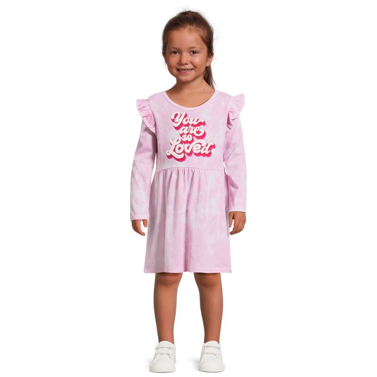 Wonder Nation Valentine?s Day Toddler Girl Long Sleeve Knit Dress, Sizes 12M-5T | Walmart (US)