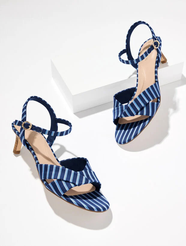 Talia Kitten Heel Sandals - Stripe Tie | Talbots