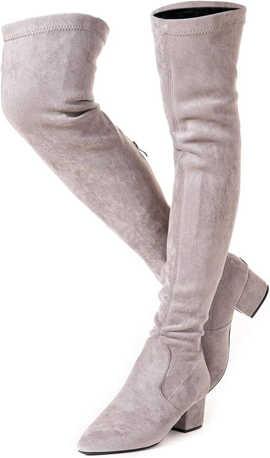 N.N.G Women Over the Knee Boots Thigh High Suede Block Winter Low Above Flat Long OTK Comfort Poi... | Amazon (US)