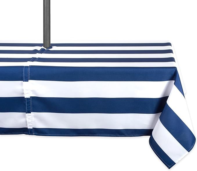 DII Blue Cabana Stripe Outdoor Tablecloth With Zipper, 60x84 w Nautical | Amazon (US)