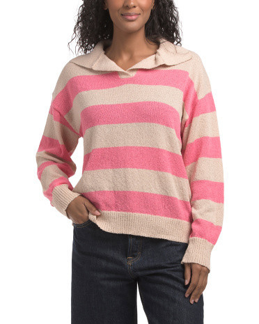 Collared Striped Sweater for Women | Polyester | Marshalls