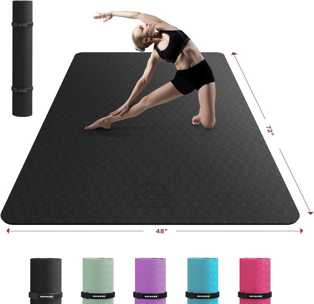 HAPBEAR Extra Large Yoga Mat - 72"x48"/78"x54", 1/4" & 1/3" Thick, Non-Slip, Durable, Eco-Friendl... | Amazon (US)