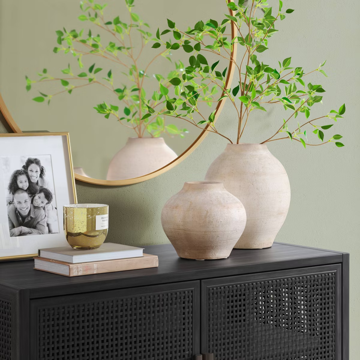 Small Ceramic Rustic Artisan Vase - Threshold™: Neutral Distressed Decor, 7" Bouquet Holder | Target