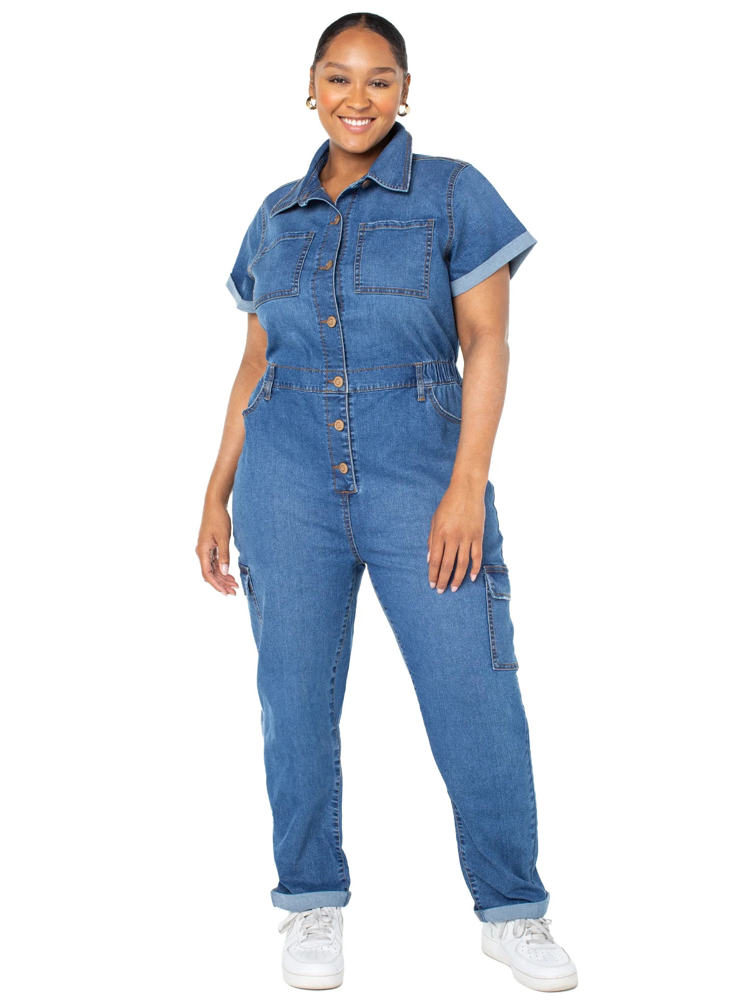 Celebrity Pink Juniors Plus Utility Jumpsuit Coverall (Sizes 1X-3X) | Walmart (US)