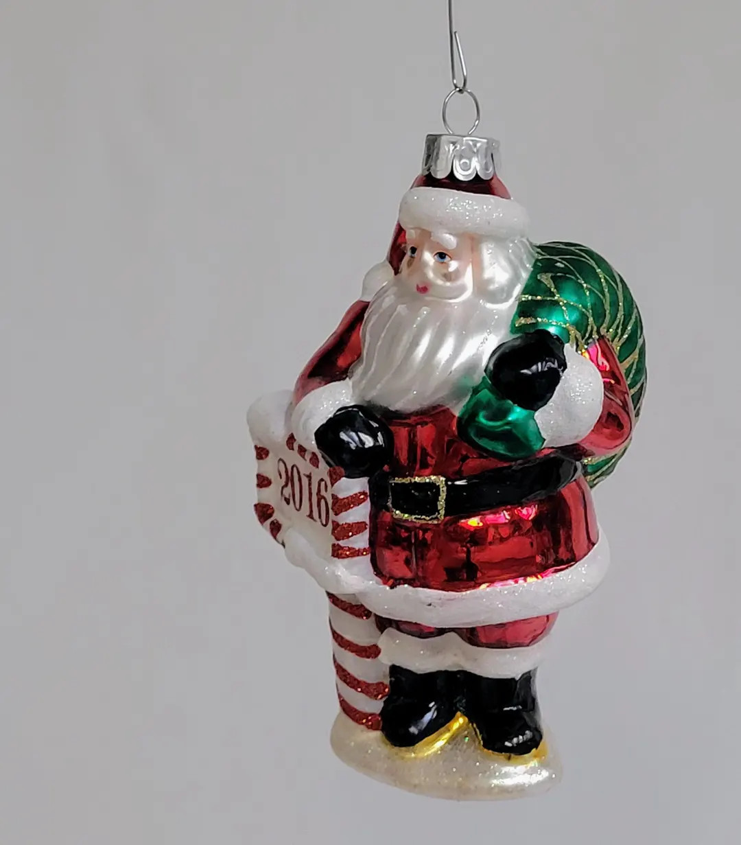 Christopher Radko Celebrations Glass Santa Ornament Hand Blown 5x 3.5 Santa in Red Suit With Gree... | Etsy (US)