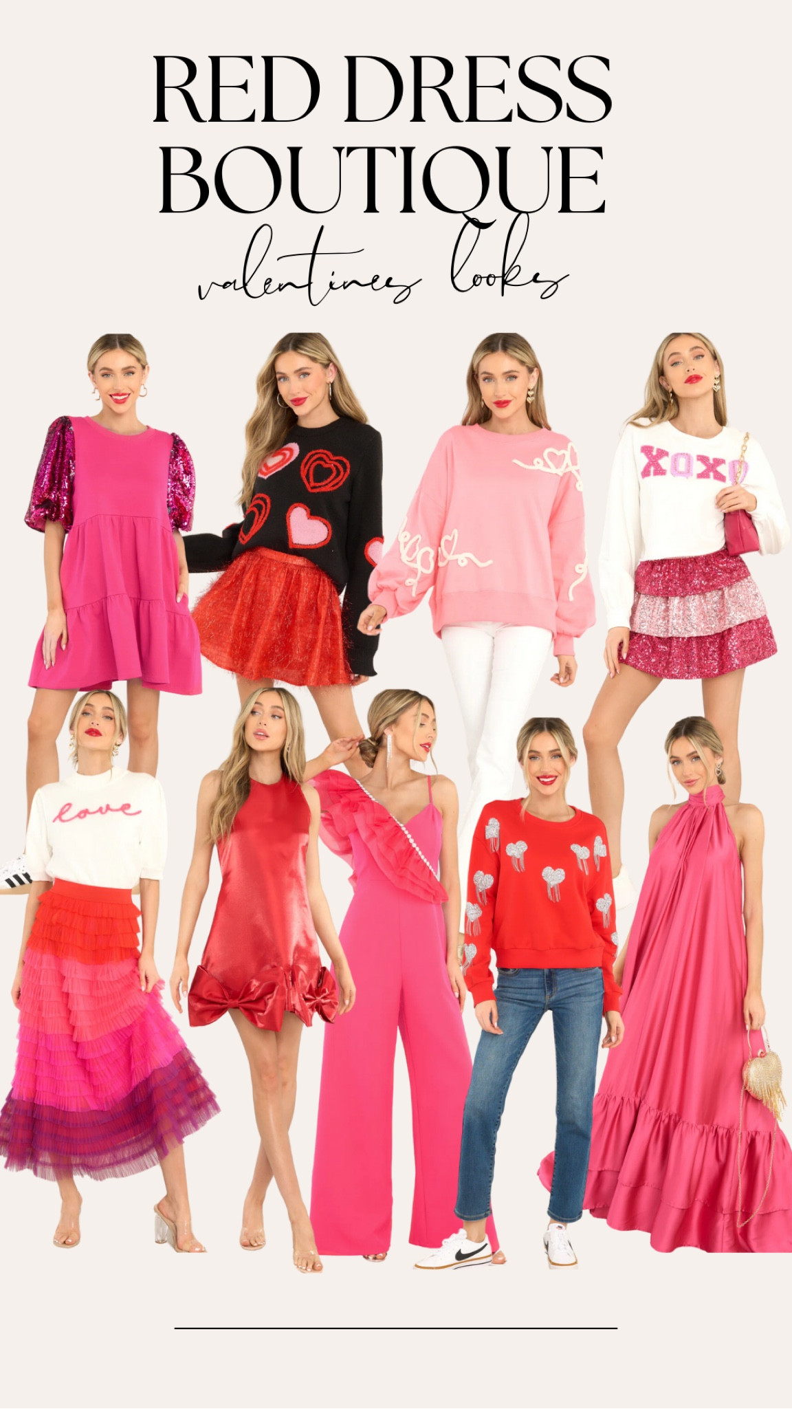 Fun Valentines Day looks for teachers, moms, and all the girls wanting to dress up! Red Dress has so many fun valentines dresses, sweaters, pants, etc. All under $100 (some under $50) 

#LTKstyletip #LTKfindsunder100 #LTKSeasonal