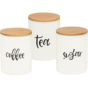 Kitchen Food Storage Ceramic Canister,Airtight Ceramic Canisters with bamboo Lid,For Coffee, Suga... | Amazon (US)