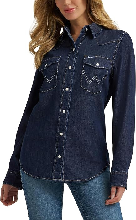 Wrangler Women's Long Sleeve Western Snap Shirt | Amazon (US)