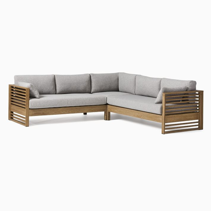 Santa Fe Slatted Outdoor 3-Piece L-Shaped Sectional (93") | West Elm (US)