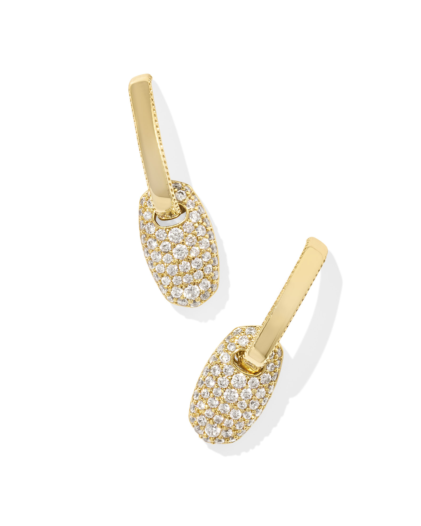 Bailey Gold Pave Huggie Earrings in White Crystal | Kendra Scott