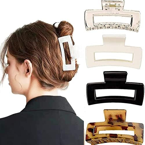 Gerhannery Hair Claw Clips for Thick Hair 4’’ Plastic Nonslip Jumbo Hair Clips Strong Hold Hair Jaw  | Amazon (US)