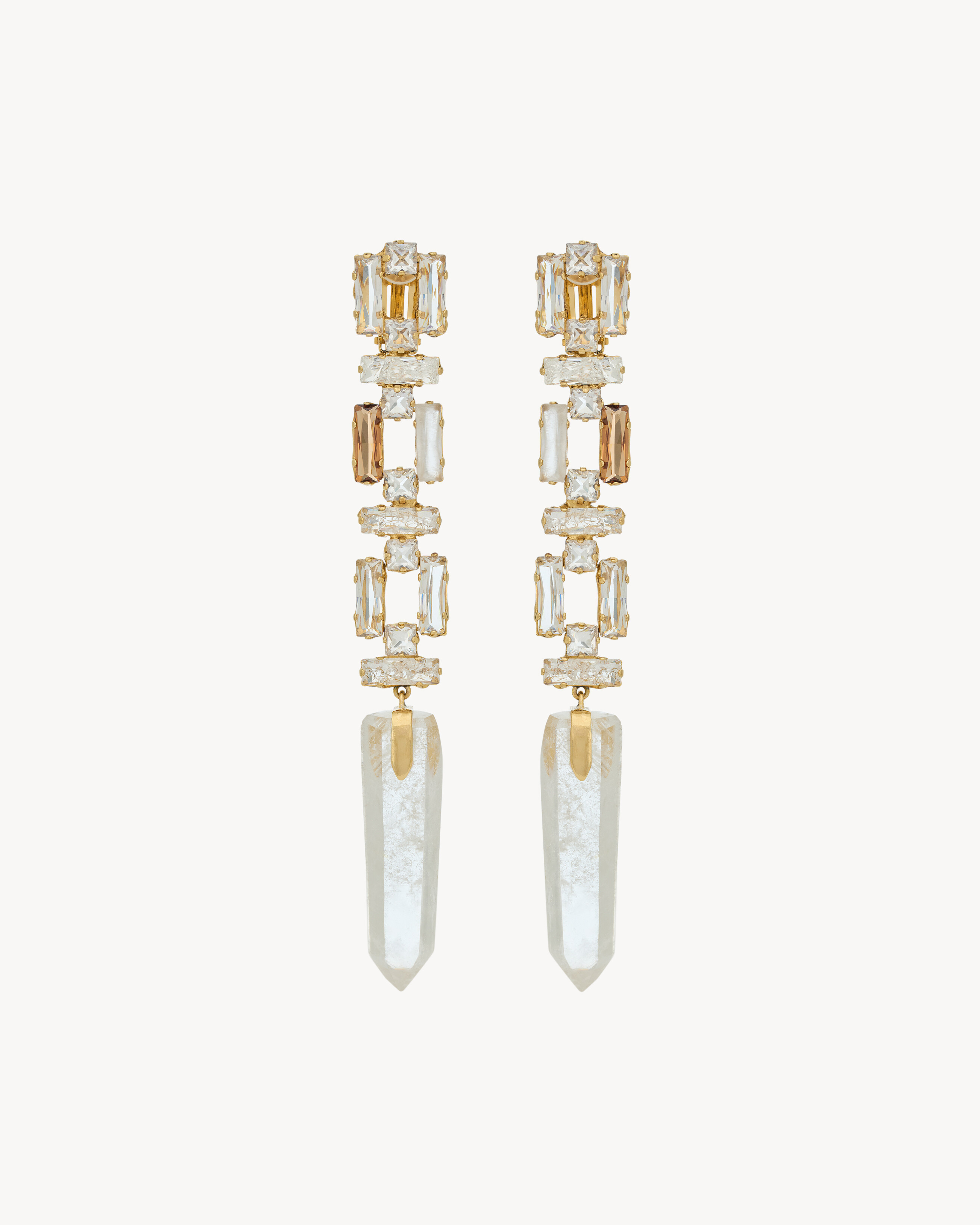 Boucles d’oreilles obélisque en verre et cristal de roche | Saint Laurent Inc. (Global)