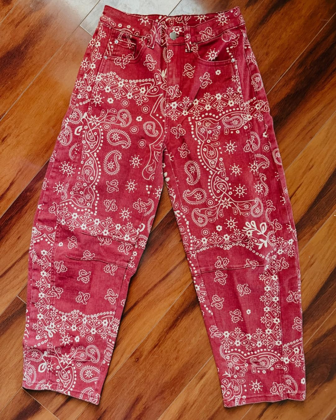 loveimgs Women Boyfriend Baggy Barrel Jeans Floral Print Denim Ankle Pants Wide Leg Mid Rise Jean... | Amazon (US)