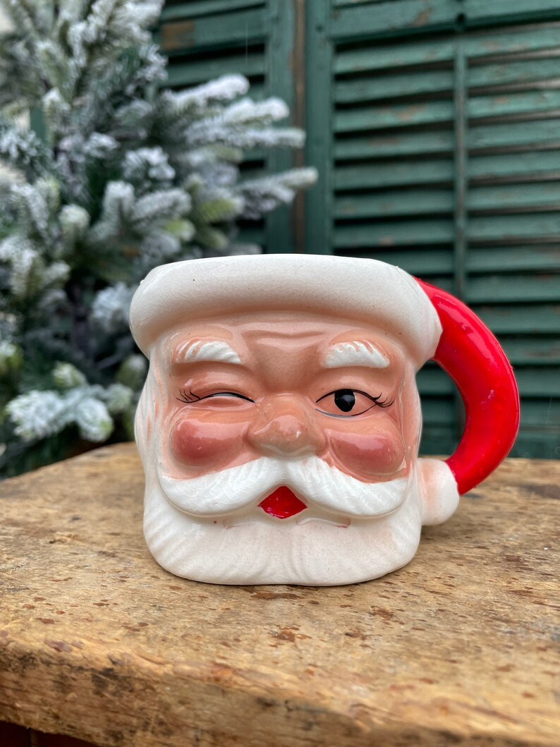 Vintage Santa Mug Winking Santa Farmhouse Christmas - Etsy | Etsy (US)