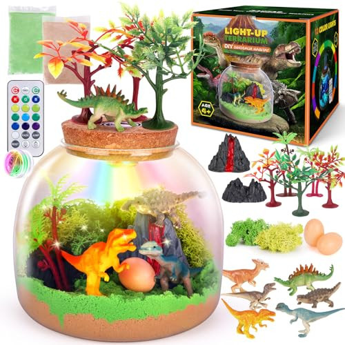 Dinosaur Terrarium Kit, LED Night Light for Kids Ages 2-4 5-7, Dinosaur Toys for Boys Girls, DIY Birthday for Children 4 5 6 7 8 9 10-12 Year Old | Amazon (US)