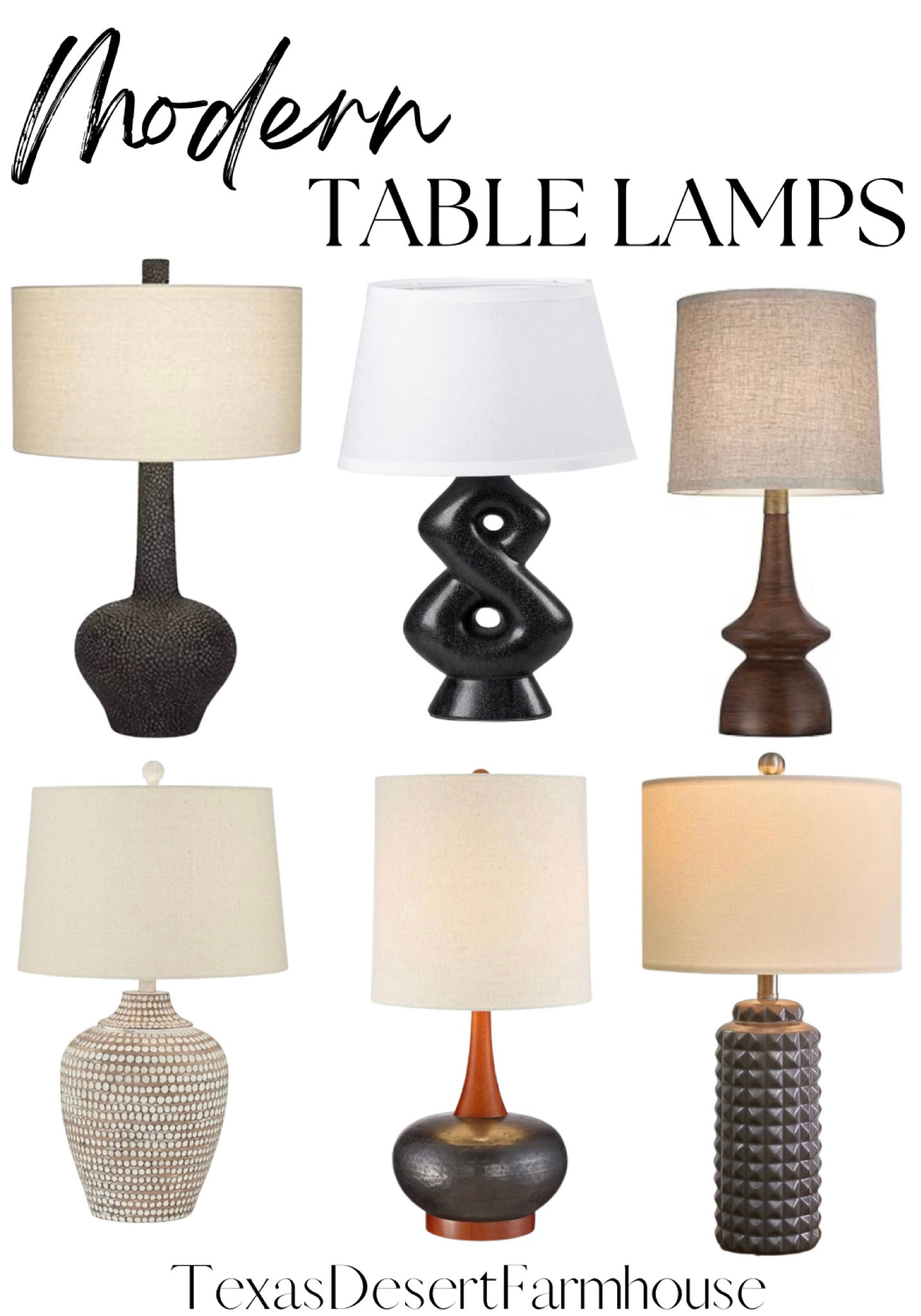 Modern Table Lamps

Alese Textured Dot Jug Table Lamp (2), Neutral Earth Finish, Cast Resin Construction, Oatmeal Linen Round Drum Shade, Idea for Modern Farmhouse or Coastal Rustic Interior Room, On-Off Socket Switch

Coosa 16" Ceramic Table lamp, Retro Bedside Lamps with Black Figure 8 Base,Nightstand Lamp for Bedroom Living Room Office,60in Wire

Possini Euro Design Lukas Mid Century Modern Table Lamp 27" Tall Black Pebbled Pattern White Cream Fabric Drum Shade Decor for Living Room Bedroom House Bedside Nightstand Home Office Family

360 Lighting Andi Mid Century Modern Table Lamp 24.5" High Hammered Bronze Ceramic Wood Off White Tall Drum Shade for Living Room Bedroom House Bedside Nightstand Home Office (Color May Vary)

360 Lighting Rexford Mid Century Modern Table Lamps 24" Tall Set of 2 Walnut Brown Faux Wood Off White Drum Shade for Bedroom Living Room House Home Bedside Nightstand Office Kids Family

G-SAFAVA 24.5" Modern Ceramic Table lamp Set of 2 Dark Grey Diamond Pattern Bedside lamp Tall Nightstand Lamp Farmhouse End Table Lamps for Living Room Bedroom

#lamp #lamps #tablelamps #coffeetablelamp #modernlamp #lighting #abstractlamp #abstractlamps #midcenturymodern #midcenturymodernlamp #homedecor #interiordesign 


#LTKhome #LTKxPrime #LTKstyletip