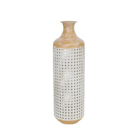 Joss & Main Tan/White Metal Vase | Wayfair North America