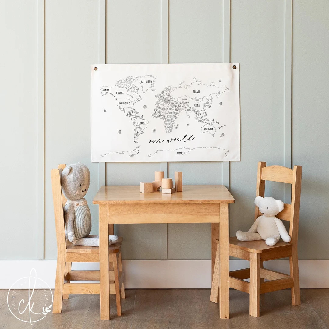 World Map | Canvas Flag | Homeschool Decor | World Map Wall Art | Classroom Decor | Educational B... | Etsy (US)