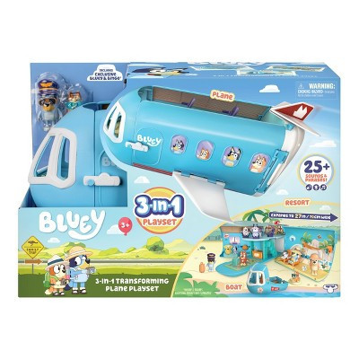 Bluey 3-in-1 Airplane Playset: Sound Effects & Multiple Activities, Includes Figures, Educational Creative Thinking | Target