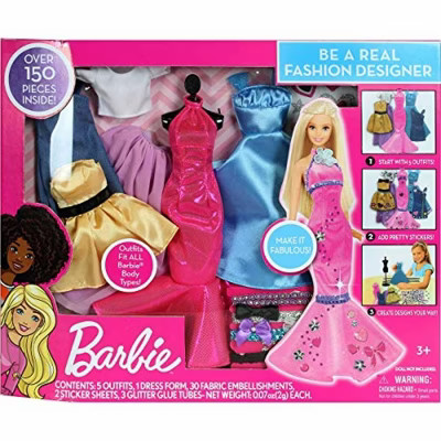 Barbie Be A Real Fashion Designer: Design Your Own Barbie Doll Outfits, 5 Outfit Set, Kids Ages 3+ | Target