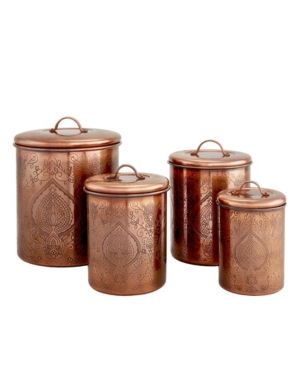 Old Dutch International Tangier Antique Copper Etched Canisters, Set of 4 | Macys (US)