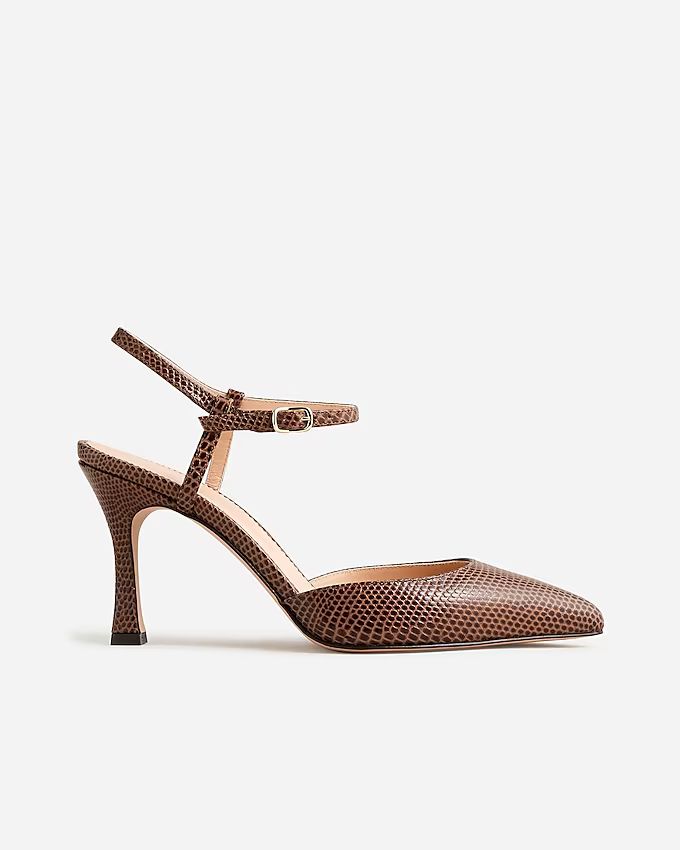 Elsie Made-in-Italy lizard-embossed leather heels | J.Crew US