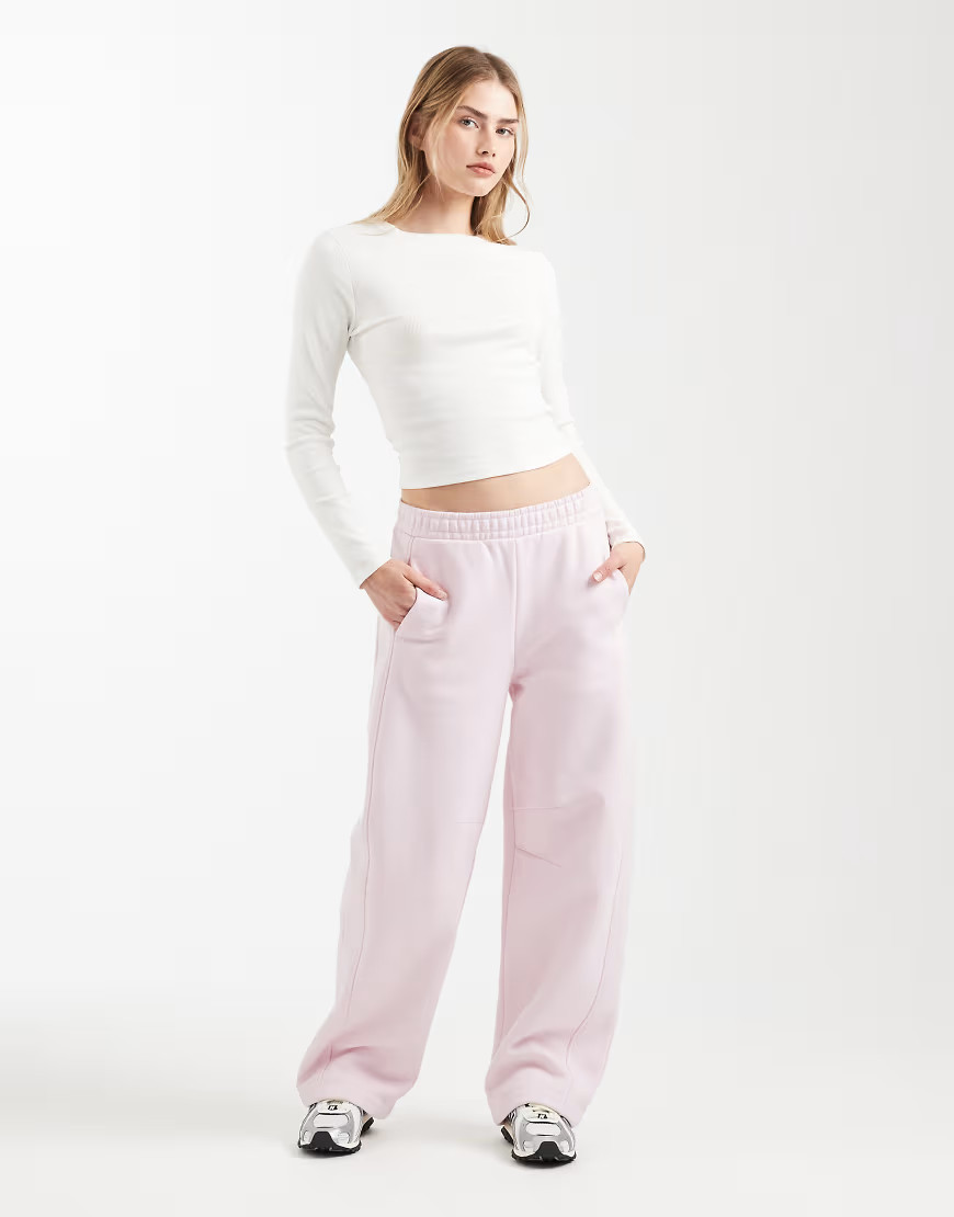 ASOS DESIGN premium 500gsm seamed barrel leg jogger in pink-No colour | ASOS (Global)
