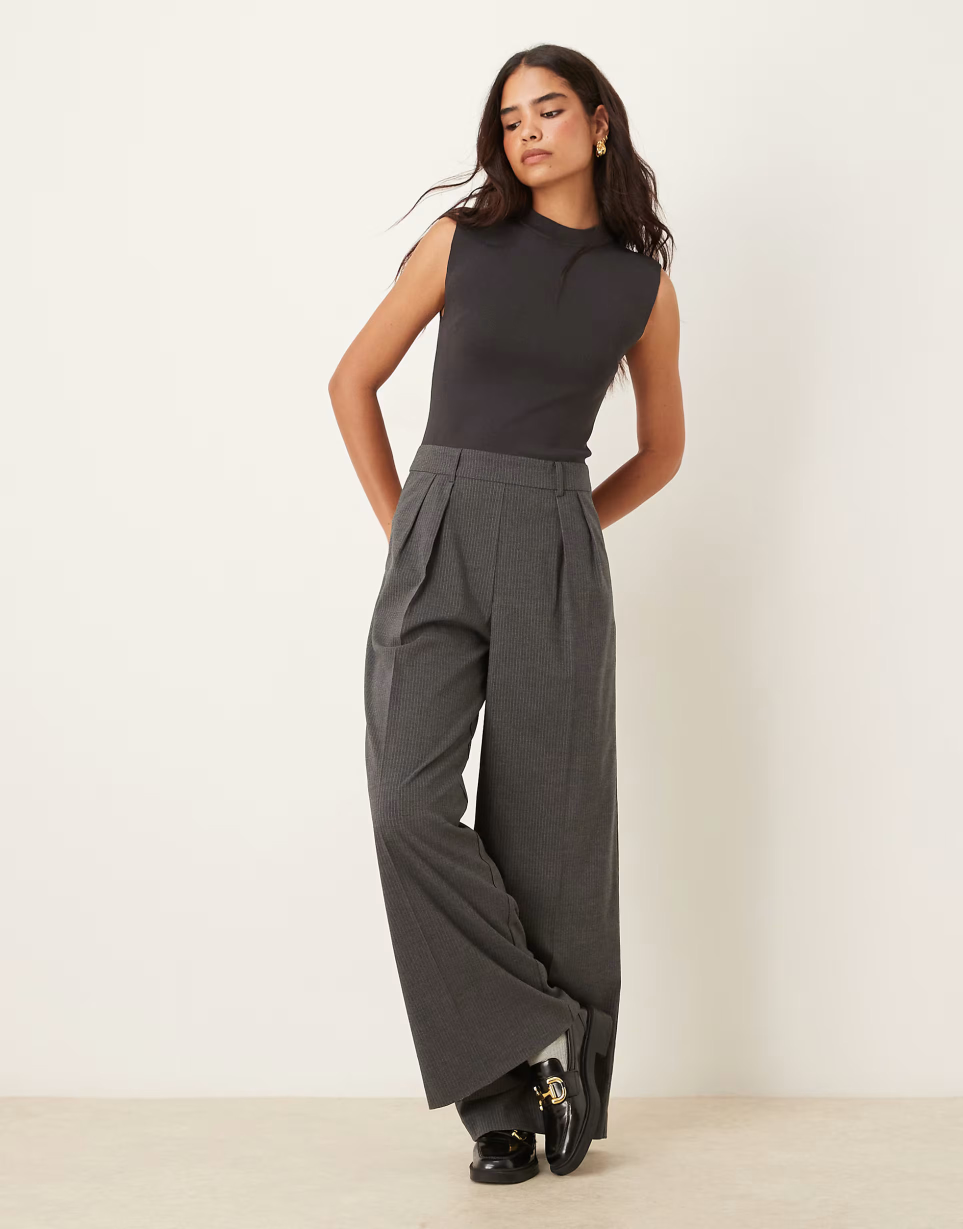 Mango 2 in 1 high neck sleeveless tailored jumpsuit in grey | ASOS | ASOS (Global)