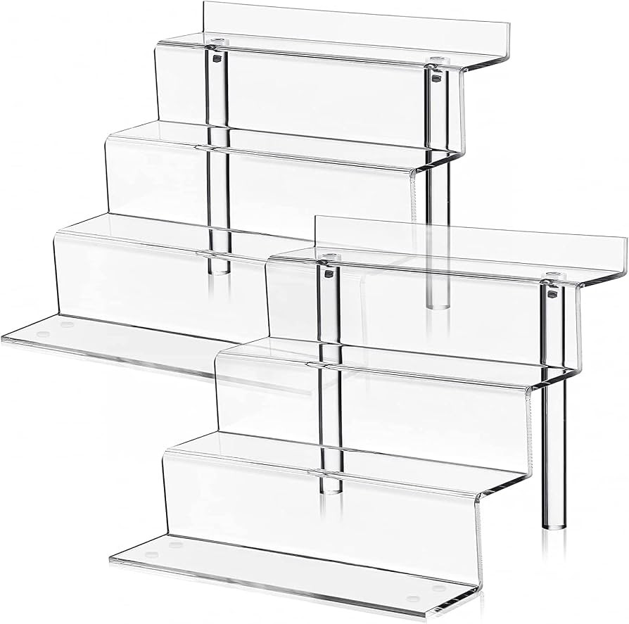 12 Inch Acrylic Shelf in 2 Pack, 4 Tier Perfume Organizer and Cologne Organizer, Funko POP Shelve... | Amazon (US)