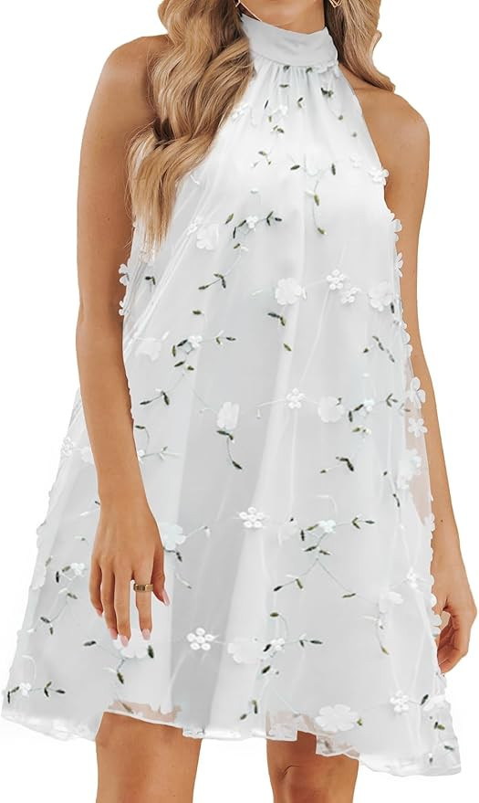 VIMPUNEC Womens Summer Halter Mini A Line Swing Dress Wedding Guest Formal Cocktail Homecoming Dr... | Amazon (US)