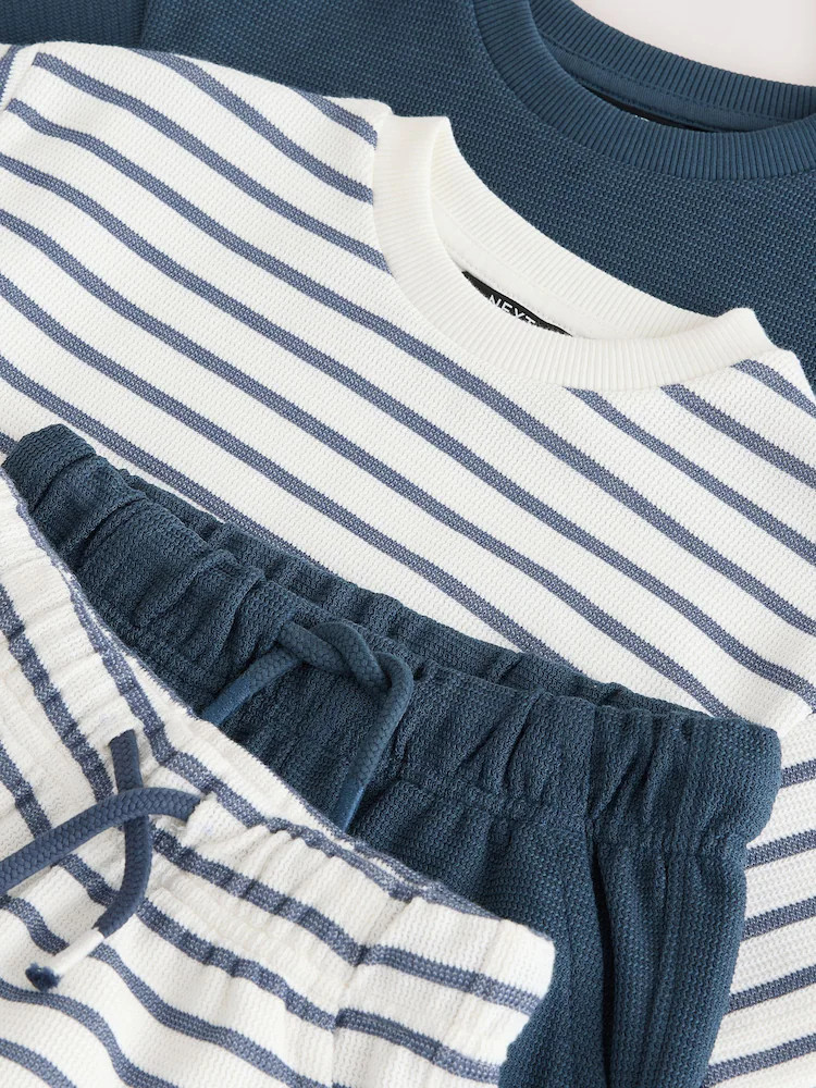 Blue/White Stripe Short Sleeve T-Shirt and Shorts Set 2 Pack (3mths-7yrs) | Next US