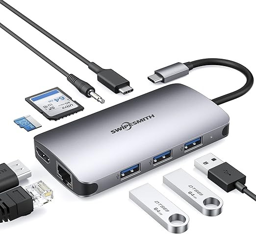 USB C Hub, 9-in-1 USB-C HUB Multiport Adapter with 4K HDMI, 1Gbps RJ45 Ethernet 100W PD, 3 USB 3.... | Amazon (US)