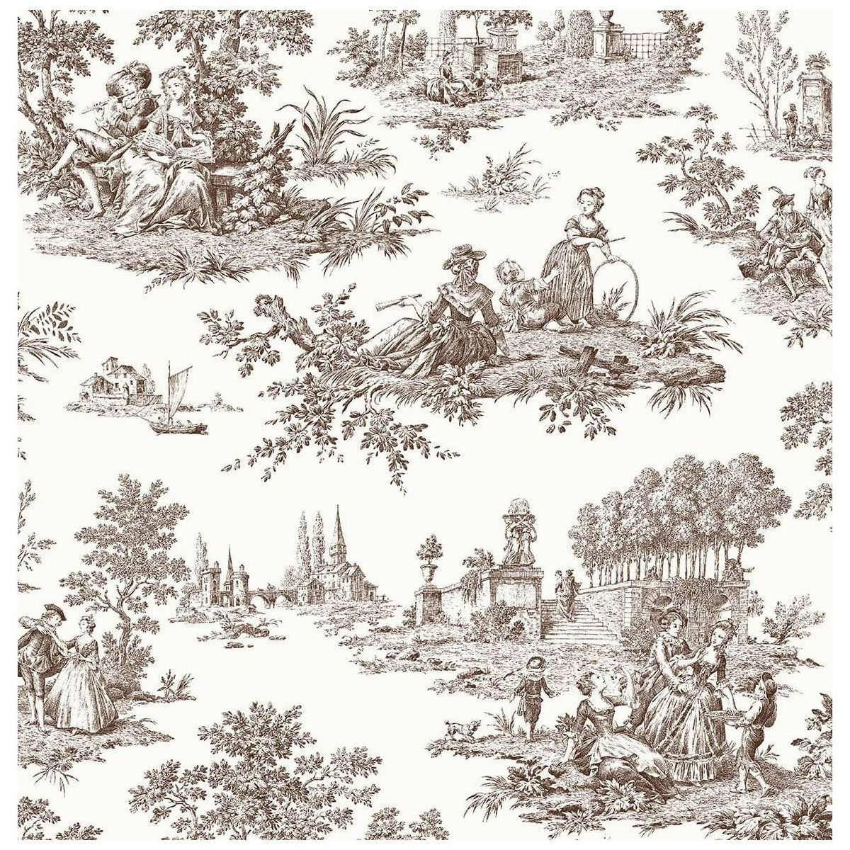 NextWall Sable Brown Chateau Toile Peel and Stick Wallpaper | Target