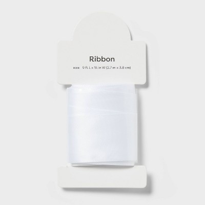 1.5"x9' Satin Gift Wrap Ribbon White  - Spritz™ | Target