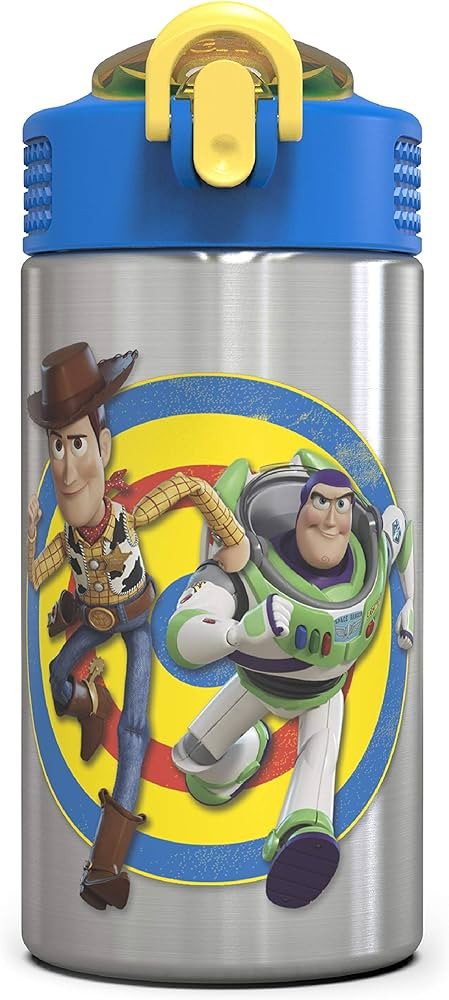 Zak Designs Toy Story 4 Buzz & Woody 15.5 ounce Water Bottle, One Hand Operation Action Lid and B... | Amazon (US)