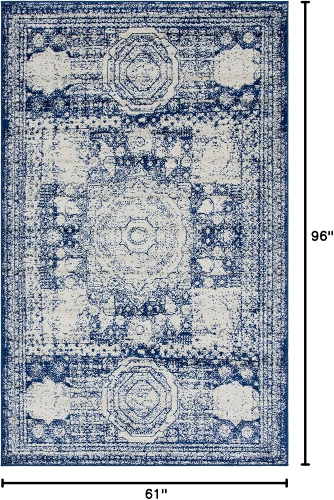 Unique Loom Bromley Collection Area Rug - Wells (5' 1" x 8' Rectangle Ivory and Blue/Ivory) | Amazon (US)