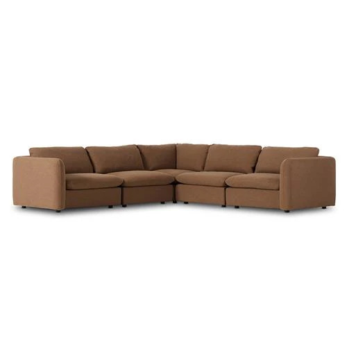 Irma Modern Classic Brown Performance 5 Piece Sectional - 112.75"W-112.75"D | Kathy Kuo Home
