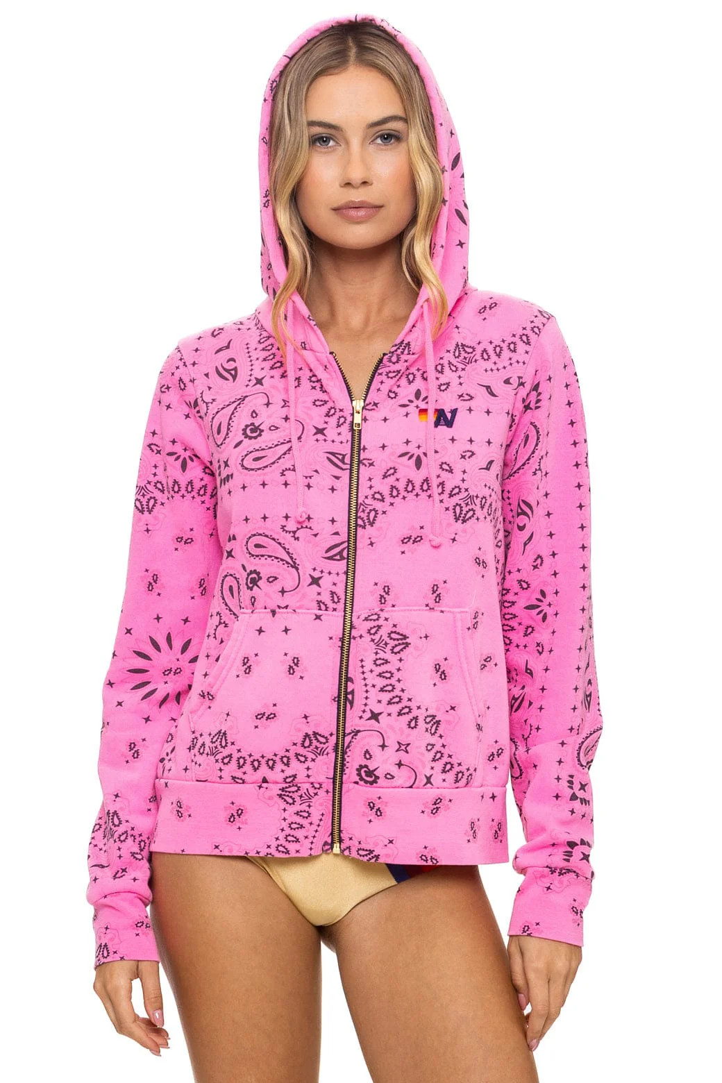 BANDANA ZIP HOODIE - NEON PINK | Aviator Nation