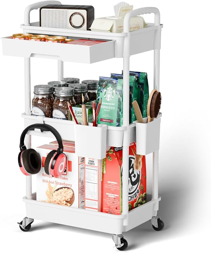 3 Tier Small Rolling Cart Organizer,Laundry Room Bathroom Organizers and Storage Office Shelves M... | Amazon (US)