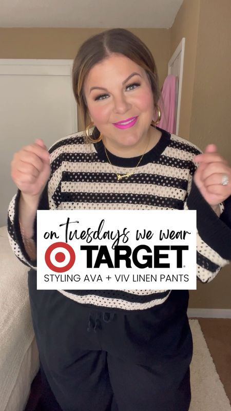 #targettuesaday 🎯 Today we’re styling my favorite plus size linen pants from Target! Wearing both pants in a 3X although I probably need a 2X because they run generous! Lots of fun summer outfits, teacher outfits, and vacation outfits with these! 
Stripe sweater - 2X, yellow stripe top - XXXL, chambray top - 3X (runs roomy for pear shapes), blue and white button up - 3X (runs roomy), animal print tee - sized up to 4X, pink top - XXXL.

Music: Girls Like Me (Jamin OTB Remix)
Musician: AAPOfficial and Leo Valentine
Site: http://pixabay.com/music/-girls-like-me-jamin-otb-remix-by-aap-featuring-leo-valentine-21979/

#LTKcurves #LTKSeasonal #LTKunder50